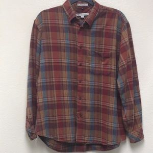 Geoffrey Beene Maroon Button Up Large Men’s Long Sleeve Cotton Flannel Shirt